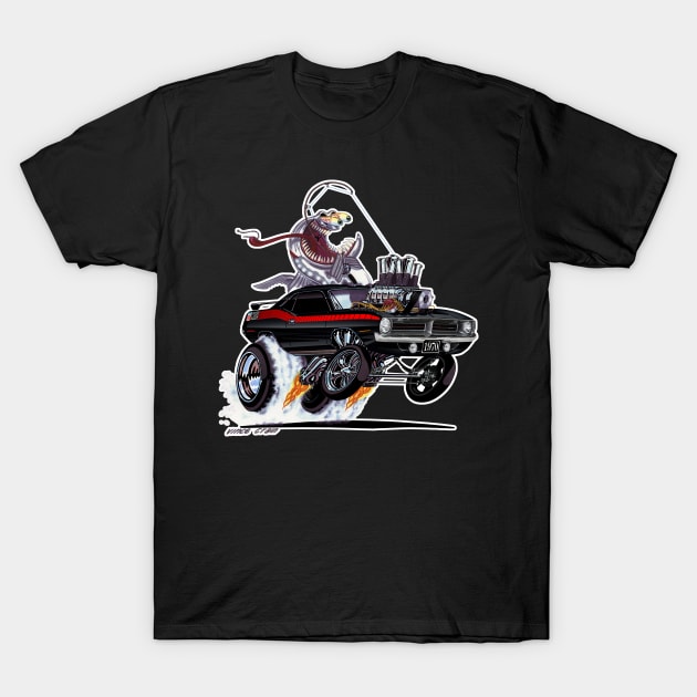 FISHTAILIN black n red 1970 HEMI 'cuda T-Shirt by vincecrain